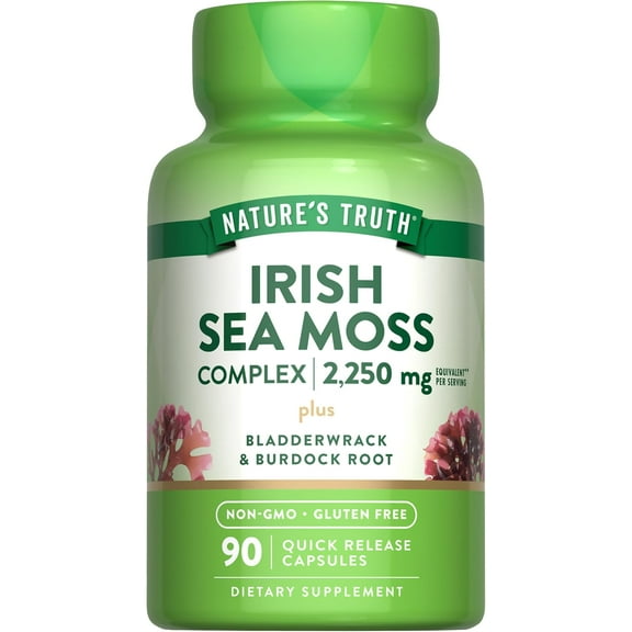 Irish Sea Moss Complex | 90 Capsules | with Bladderwrack & Burdock Root | by Nature's Truth