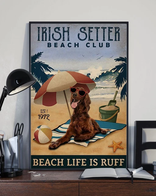 Targa In Metallo Weimaraner Beach Club - 'Beach Life Is Ruff' - Cartello Decorativo In Alluminio Vintage 20x30 Cm - 2