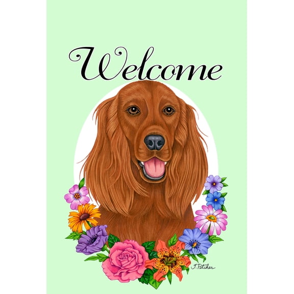 Irish Setter - Best of Breed Welcome Flowers House Flags