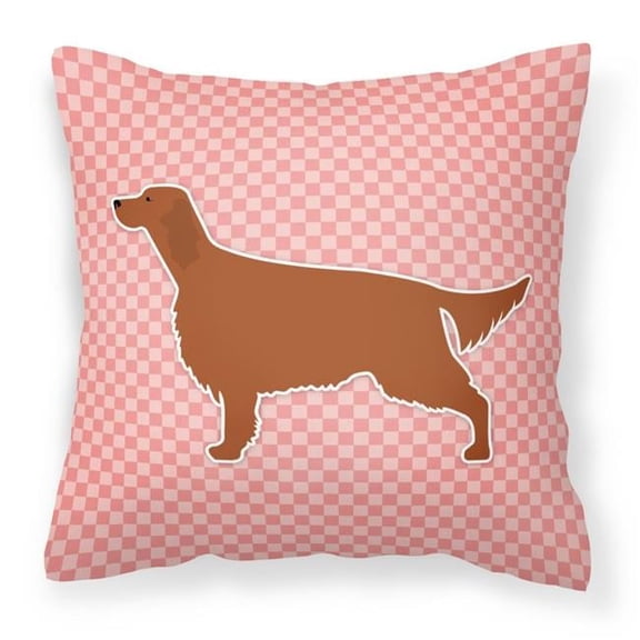 Irish Setter Checkerboard Pink Fabric Decorative Pillow