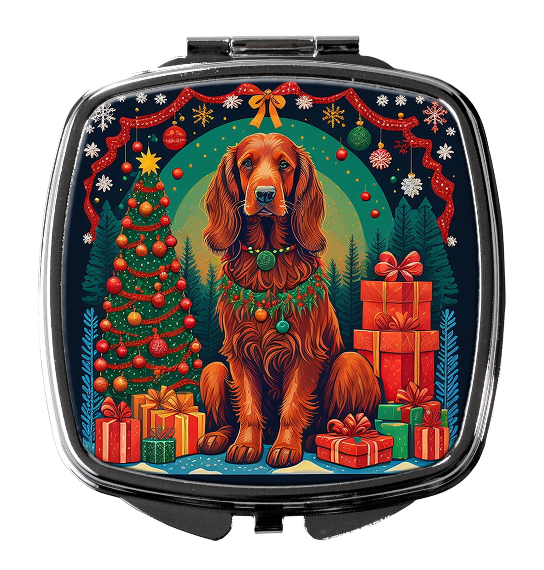 Irish Setter Christmas Compact Mirror 2.75 in x 3 in