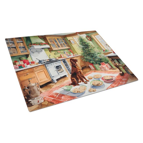 Irish Setter Christmas Cookies Glass Cutting Board 12 in x 15 in