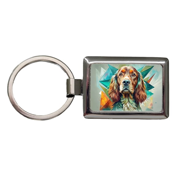 Irish Setter Dog Contemporary Art Metal Rectangle Keychain