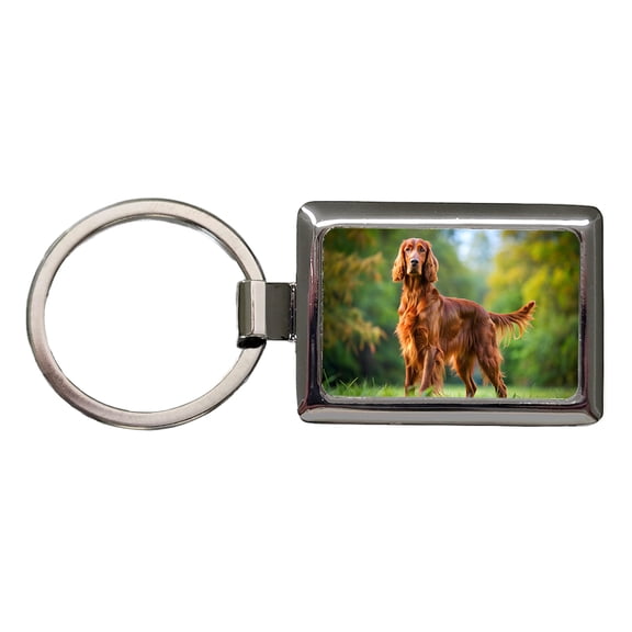 Irish Setter Dog Photo Metal Rectangle Keychain
