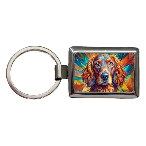 Irish Setter Dog Pop Art Metal Rectangle Keychain