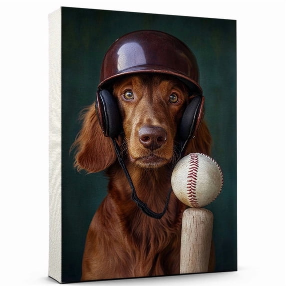 Irish Setter Dog Stretched Canvas Size 8x12 – Sports Dog, Perfect for Animal Lovers, Irish Setter Dog Canvas, Baseball Canvas Size Wall Art