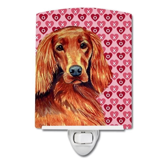 Irish Setter Hearts Love & Valentines Day Portrait Ceramic Night Light