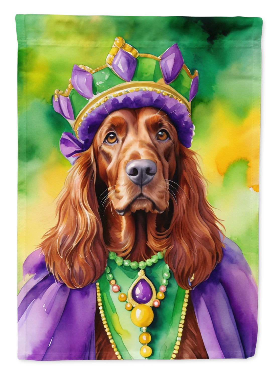 Irish Setter King of Mardi Gras House Flag 28 in x 40 in