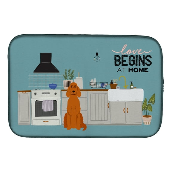 Irish Setter Kitchen Scene Dish Drying Mat