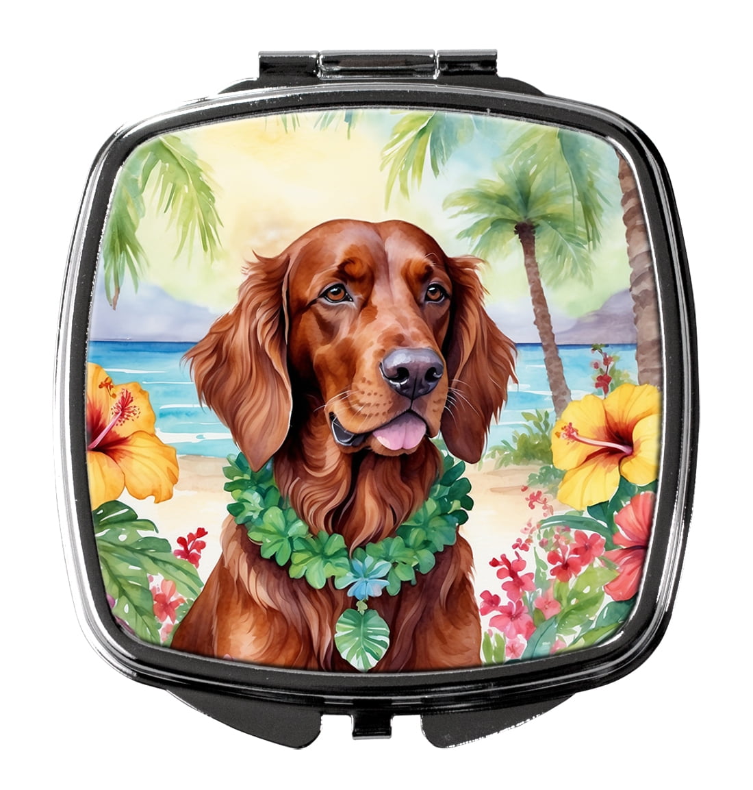 Irish Setter Luau Compact Mirror 2.75 in x 3 in