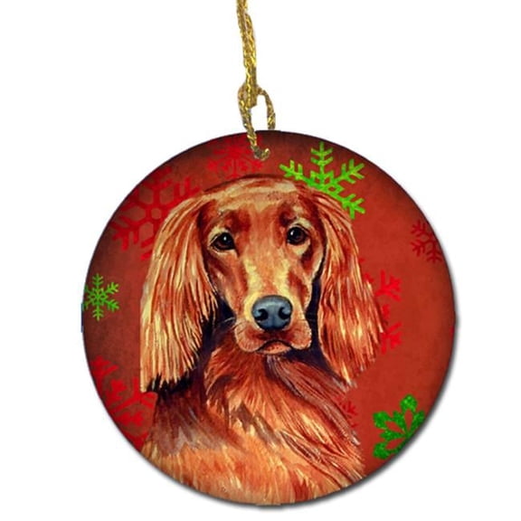 Irish Setter Red Snowflake Holiday Christmas Ceramic Ornament