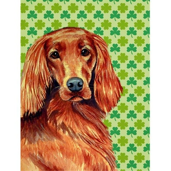Irish Setter St. Patricks Day Shamrock Portrait Flag - Garden Size