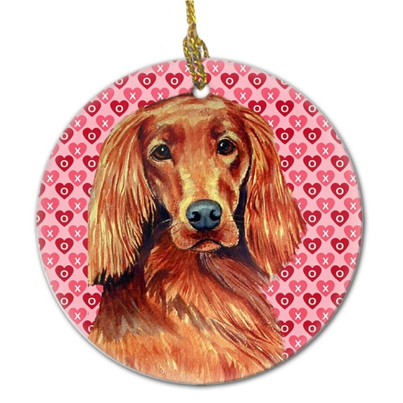 Irish Setter Valentine's Love and Hearts Ceramic Ornament