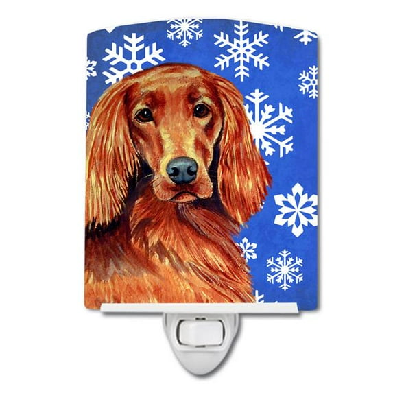 Irish Setter Winter Snowflakes Holiday Ceramic Night Light