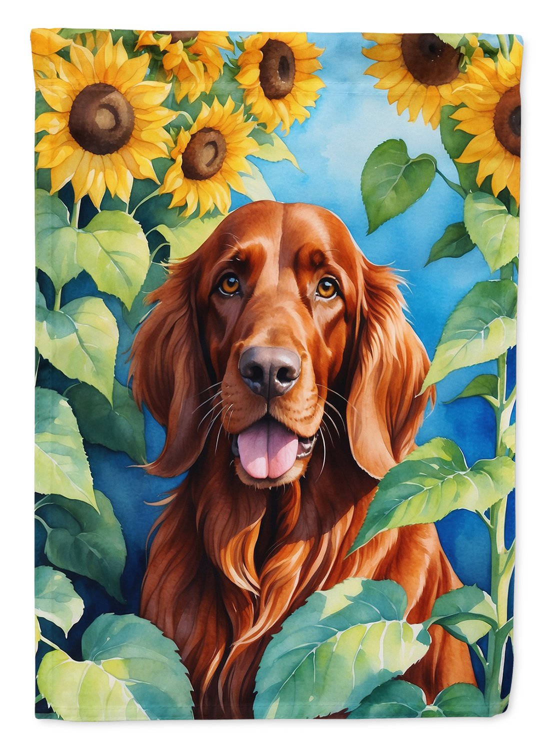 Irish Setter in Sunflowers House Flag 28 in x 40 in