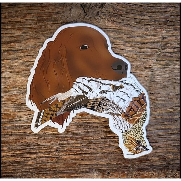 Irish Setter with Grouse Sticker Decal