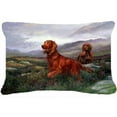 thumbnail image 1 of Irish Setters by Elizabeth Halstead Fabric Decorative Pillow, 1 of 1