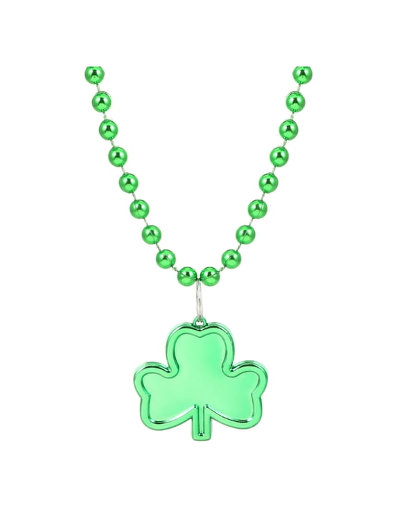 Irish Shamrock Bead Necklaces Irish Day Parades Necklace Lucky Grass Strand Jewelry Patricks Day Costumes Accessories