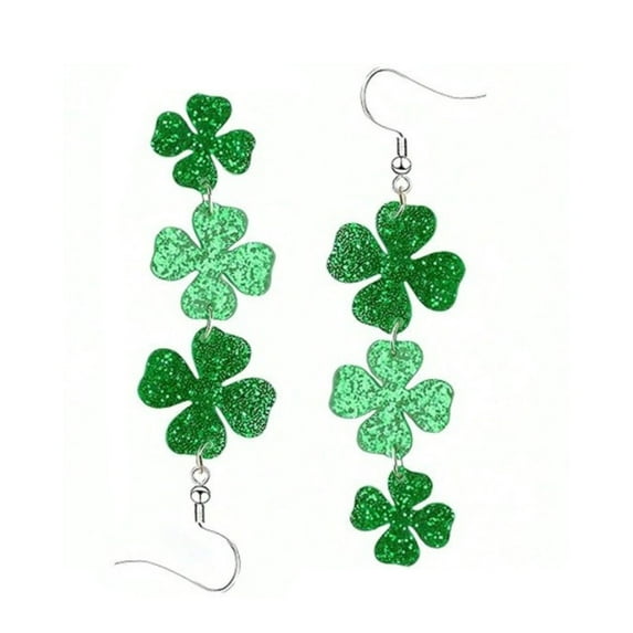 Irish Shamrock Earrings for Women, St. Patrick's Day Acrylic Dangle Earrings - Green Clover, Hat & Horseshoe Drop Earrings for Festival, Good Luck Holiday Accessories (1-4 Pairs)