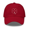 thumbnail image 1 of Irish Shamrock Hat, Dad Hat, Irish American Hat, 4 Leaf Clover Embroidered Hat, St. Patrick's Day Hat, Lucky Shamrock Hat, Lucky Hat (Cranberry), 1 of 3