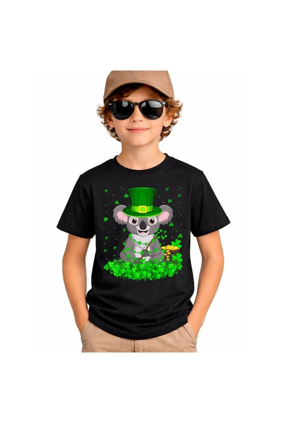Irish Shamrock Leprechaun Koala St. Patrick's Day Boys T-Shirt