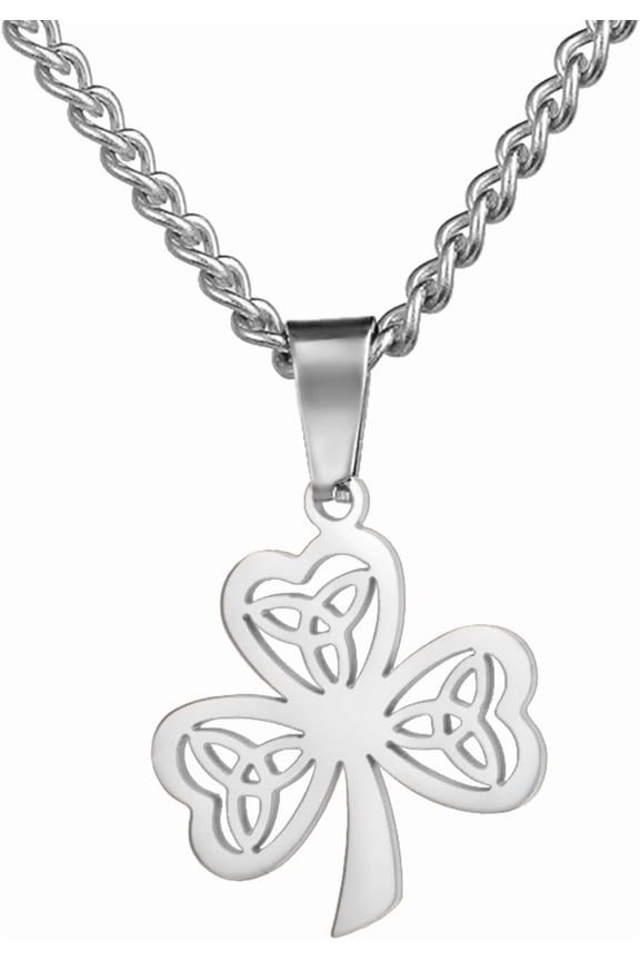 Irish Shamrock Necklace Celtic Trinity Knot Pendant Necklace Three Leaf Clover Celtic Jewelry Good Luck Clover Charm St. Patrick's Day Accessory for Women