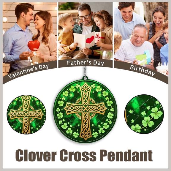 Irish Shamrock Ornaments, Saint Patricks Day Gifts for Women, Mom, Family, Friends, Birthday Irish Decorations for Family Friends, Celtic Cross Home Decor, St Patricks Day Decorations