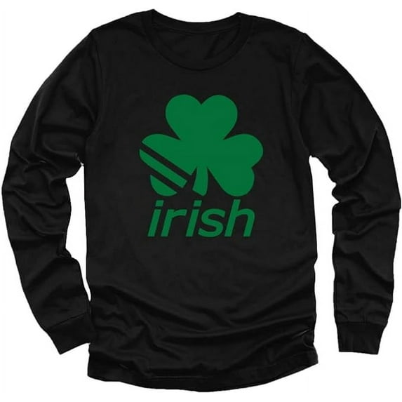 Irish Shamrock St. Patrick's Day Clover Cute Youth Kids Long Sleeve T-Shirt Large Black