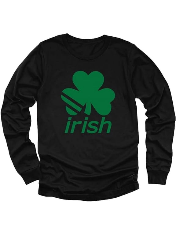 Irish Shamrock St. Patrick's Day Clover Cute Youth Kids Long Sleeve T-Shirt X-Large Black