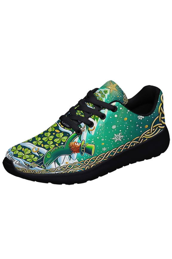 Irish Shamrocks ChriStas Tree Shoes Sneakers Black Size 9.5