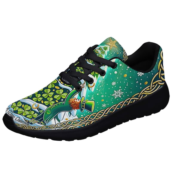 Irish Shamrocks ChriStas Tree Shoes Sneakers Black Size 9