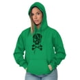 thumbnail image 1 of Irish Skull Crossbones St Pattys Day Hoodie Sweatshirt Women Men Brisco Brands M, 1 of 6