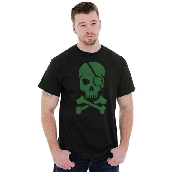 Irish Skull Crossbones St Pattys Day Men's Graphic T Shirt Tees Brisco Brands S