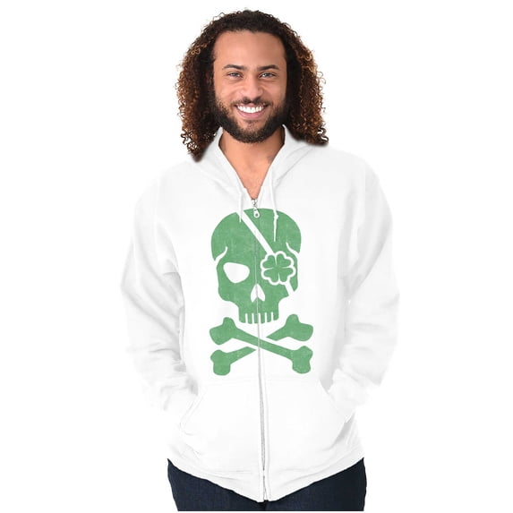 Irish Skull Crossbones St Pattys Day Unisex Fleece Graphic Zip Up Hoodie Brisco Brands 4X