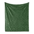 thumbnail image 1 of Irish Soft Flannel Fleece Blanket, National Foliage Pattern Intricate Twigs and Dots Trefoil Botanical Abstraction, Cozy Plush for Indoor and Outdoor Use, 60" x 80", Black Lime Green, by Ambesonne, 1 of 5