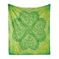 thumbnail image 1 of Irish Soft Flannel Fleece Blanket, Traditional Heart Motifs in Green Tones Monochrome Illustration Swirls, Cozy Plush for Indoor and Outdoor Use, 50" x 70", Green Pale Avocado Green, by Ambesonne, 1 of 6
