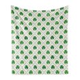 thumbnail image 1 of Irish Soft Flannel Fleece Throw Blanket, 4 Leaf Shamrock Clover Flowers Dotted Dashed Lines National Culture Artwork, Cozy Plush for Indoor and Outdoor Use, 50" x 60", White Green, by Ambesonne, 1 of 6