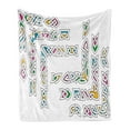 thumbnail image 1 of Irish Soft Flannel Fleece Throw Blanket, Celtic Ornament Patterns Set Colorful Vibrant Entangled Gaelic Borders, Cozy Plush for Indoor and Outdoor Use, 50" x 60", Multicolor, by Ambesonne, 1 of 6