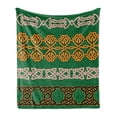 thumbnail image 1 of Irish Soft Flannel Fleece Throw Blanket, Traditional Ornaments Intricate Borders Spiral Antique Art, Cozy Plush for Indoor and Outdoor Use, 50" x 60", Multicolor, by Ambesonne, 1 of 6
