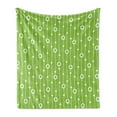 thumbnail image 1 of Irish Soft Flannel Fleece Throw Blanket, Trifolium on Vertical Wavy Stripes with Dots Luck Fortune, Cozy Plush for Indoor and Outdoor Use, 50" x 60", Lime Green White, by Ambesonne, 1 of 5