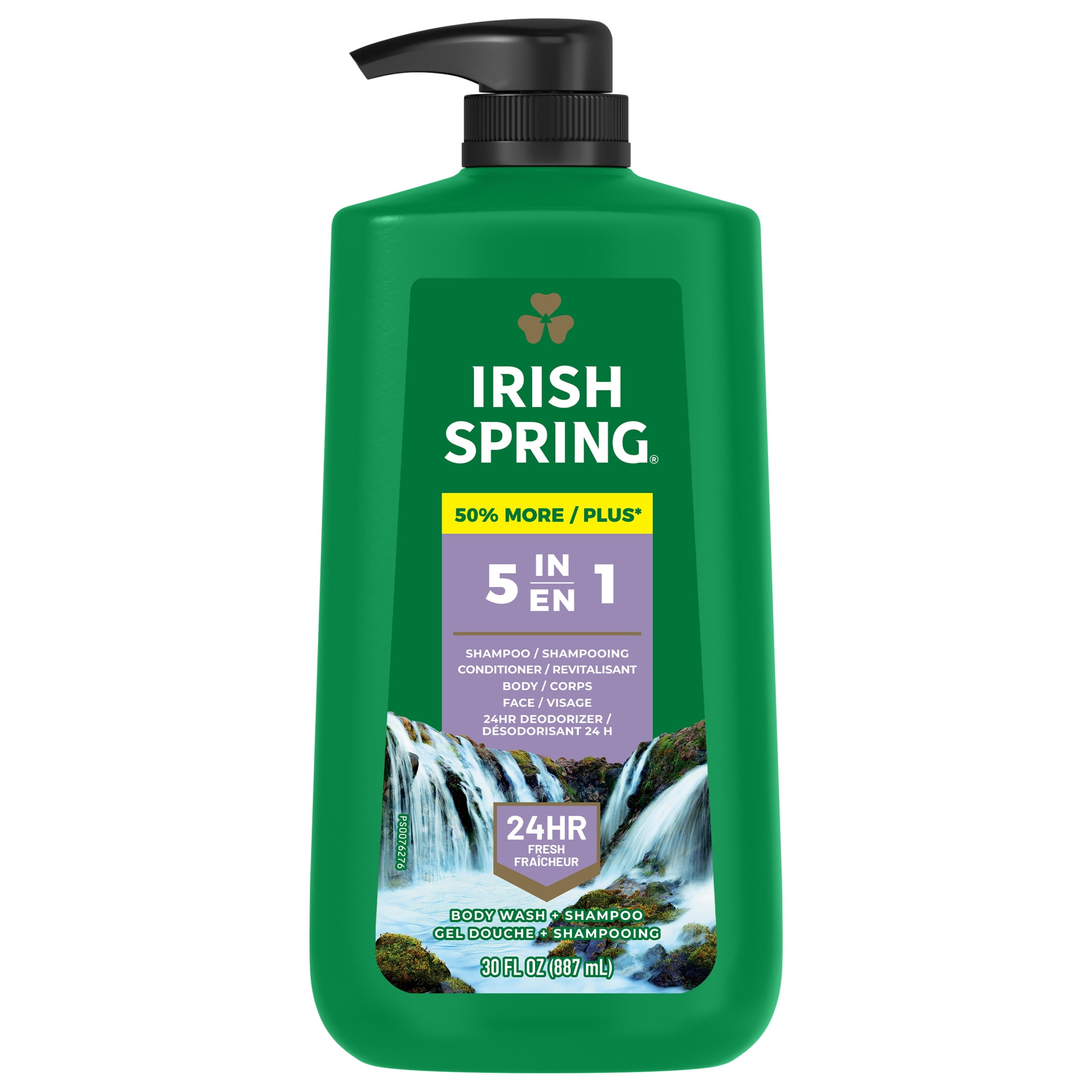 Irish Spring 5 in 1 Moisturizing Body Wash for Men, Fresh Eucalyptus & Bergamot Scent, 30 fl oz