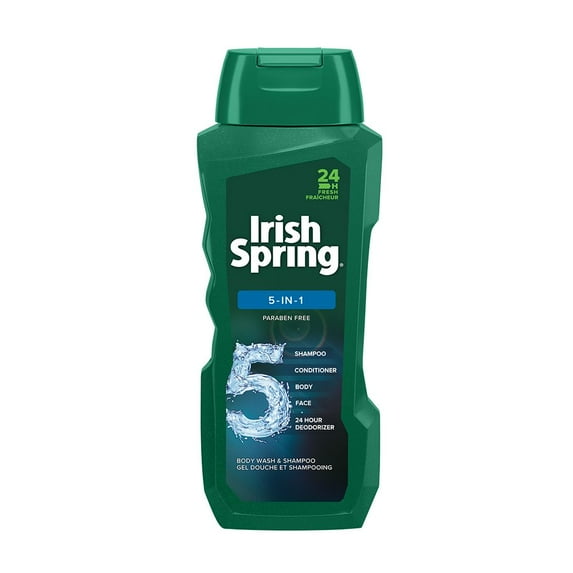 Irish Spring 5 in 1 Hair, Face and Body Gel Wash , All Skin Types- 18 oz