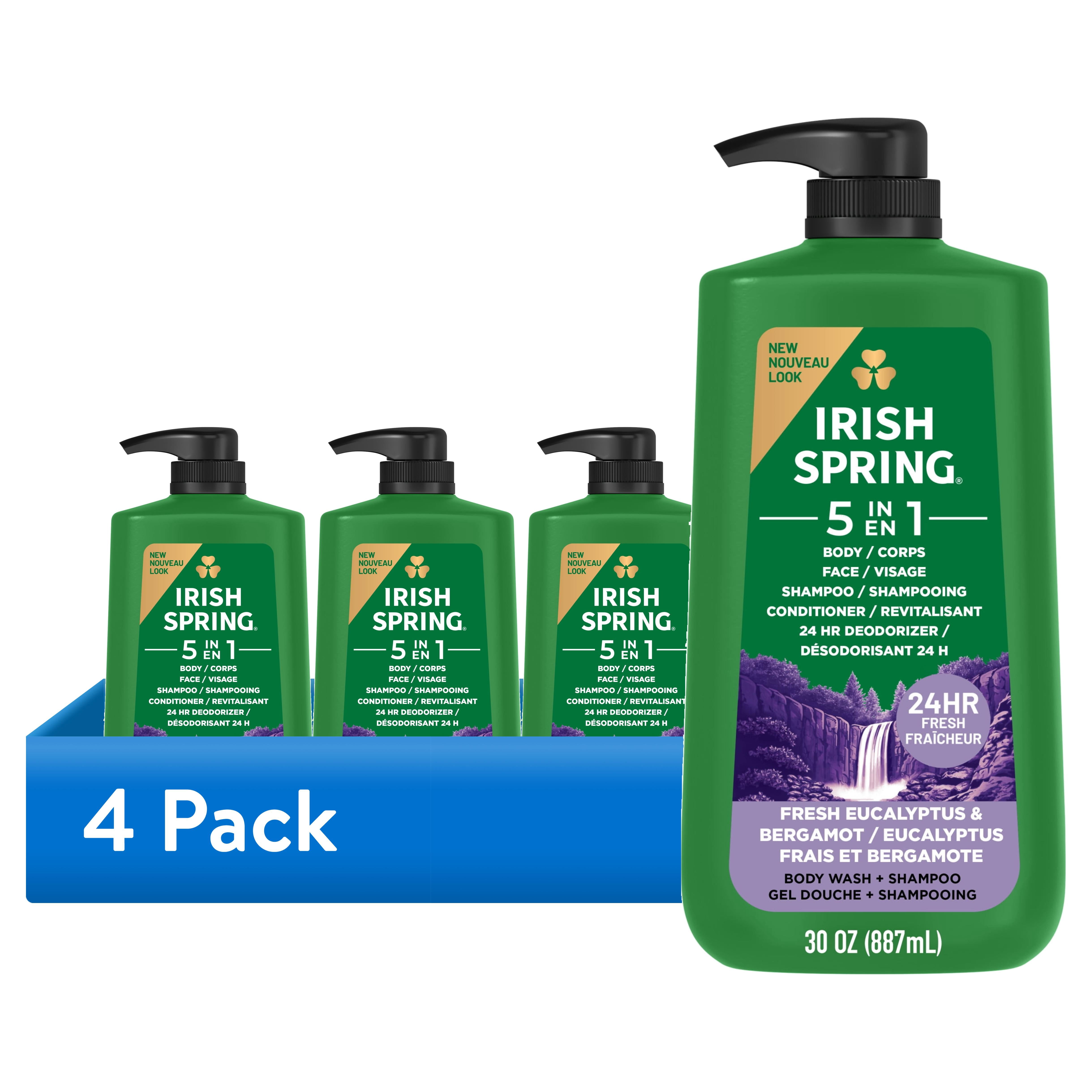 (4 pack) Irish Spring 5 in 1 Moisturizing Body Wash for Men, Fresh ...