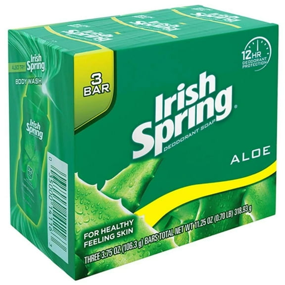 Irish Spring Aloe Bar Soap - 3 Bar, 11.25 oz 6 Pack