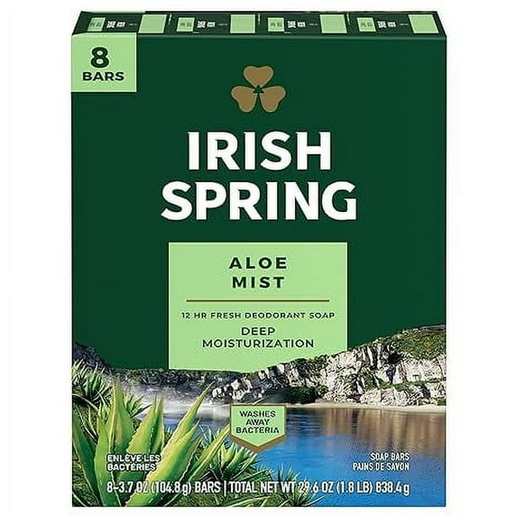 Irish Spring Aloe Deep Moisturization Soap Bars, 8 Ea, 3.7 Oz..