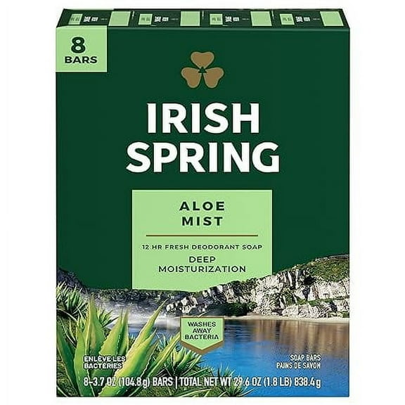 Irish Spring Aloe Deep Moisturization Soap Bars, 8 Ea, 3.7 Oz..