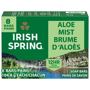 Irish Spring Aloe Mist Deodorant Bar Soap for Men, 12 Hour Fresh Deodorant Soap, 3.7 oz Bar (8 Pack)