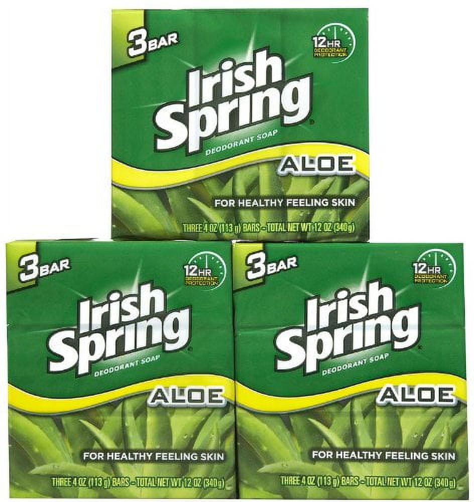 Irish Spring Aloe Vera Bar Soap, 3.7 Ounce, 3 Bar Pack (Pack of 4