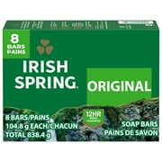 Irish Spring Original Deodorant Bar Soap for Men, With Flaxseed Oil, 3.7 oz Bar 8 Pack