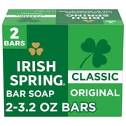 Irish Spring Original Deodorant Bar Soap for Men, With Flaxseed Oil, 3.2 oz Bar (2 Pack)